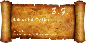Baksa Füzike névjegykártya